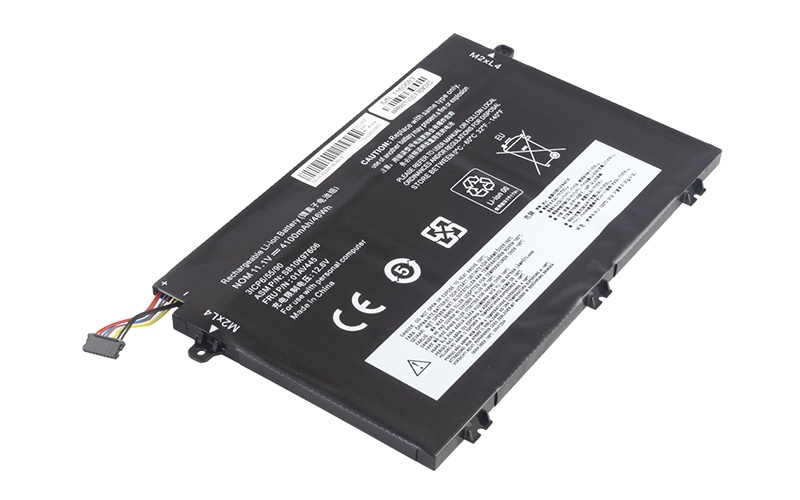 01AV445 01AV446 01AV447 01AV448, L17L3P51 Battery for Lenovo ThinkPad E480 E580 R480 R580 (11.1V 45.5Wh 3-Cell Li-Polymer) – Front view top 45° angle
