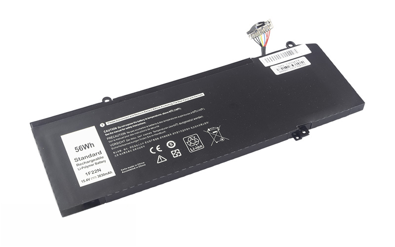 06YV0V 0JJPFK 1F22N Battery for Dell Alienware M15 P79F M17 P37E G5 15 5590 G7 15 7590 17 7790 (15.4V 56Wh 4-Cell Li-Poly) – Front view top 45° angle