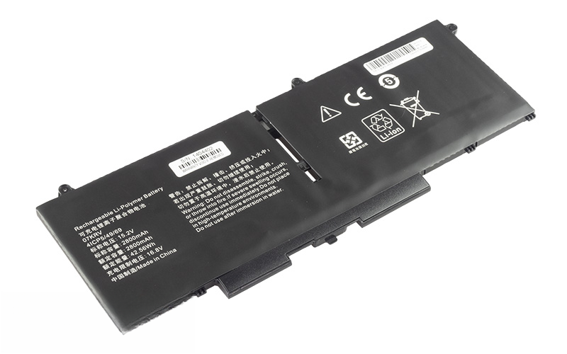 07KRV H4PVC Battery for Dell Latitude 7430 7530 (15.2V 43Wh 4-Cell Li-Poly) – Front view top 45° angle