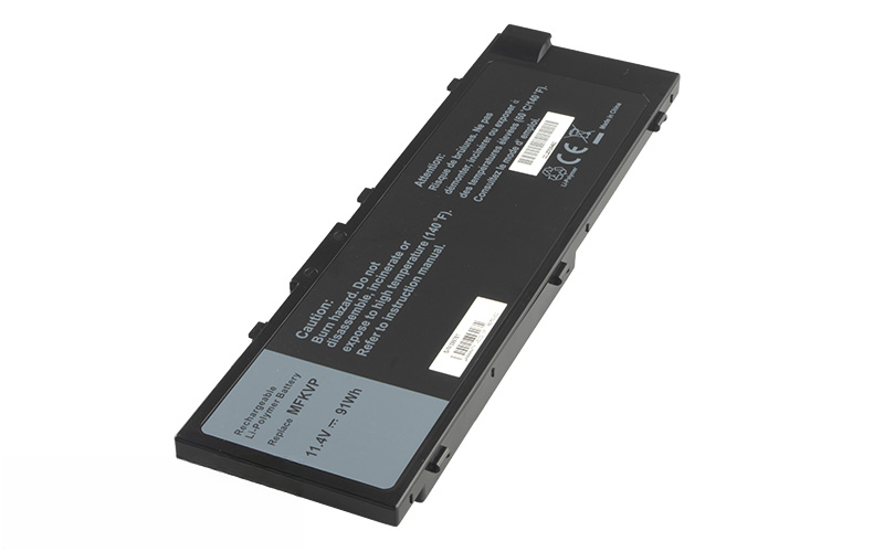 0FNY7 T05W1 MFKVP Battery for Dell Precision 15 7000 series (7510) 17 7000 series (7710) (11.4V 91Wh Li-Poly) – Front view top 45° angle