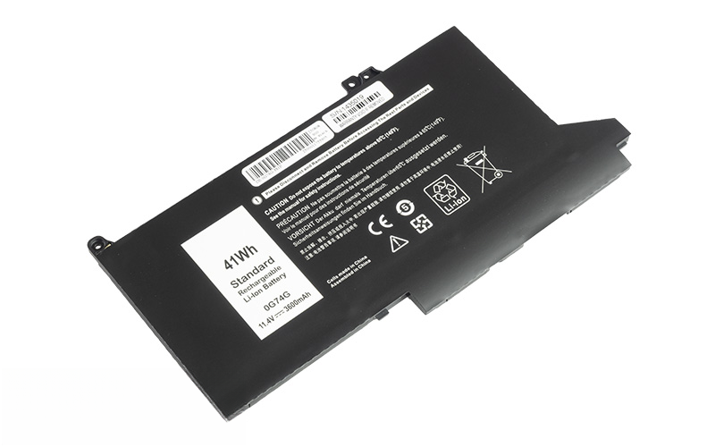 0G74G Battery for Dell Latitude 14 7400 13 7300 5300 (11.4V 41Wh 3-Cell Li-Poly) – Front view top 45° angle