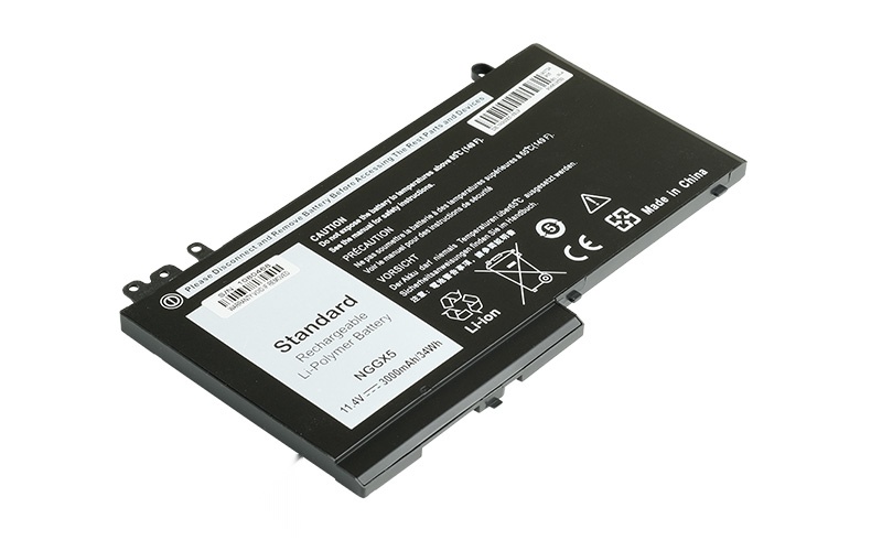 0RDRH9 NGGX5 Battery for Dell Latitude E5270 (11.4V 41Wh 3-Cell Li-Polymer) – Front view top 45° angle