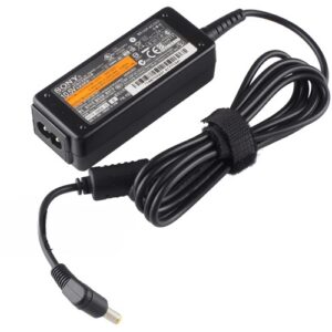 10.5V 1.9A 20W AC Adaptor for Sony VAIO VPCP111KX VPCP112KX VPCP114KX VPCP118KX PCG-11112W (P/N: VGP-AC10V2 VGP-AC10V6) – Angled front – 3 sides visible