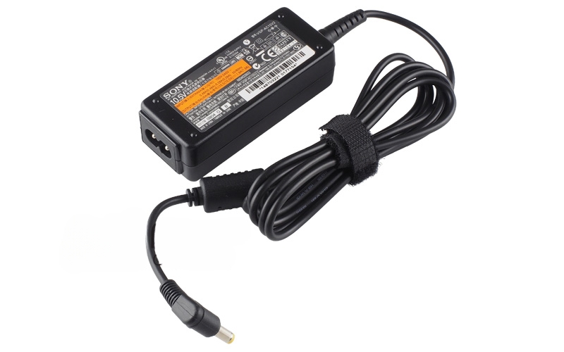 10.5V 1.9A 20W AC Adaptor for Sony VAIO VPCP111KX VPCP112KX VPCP114KX VPCP118KX PCG-11112W (P/N: VGP-AC10V2 VGP-AC10V6) – Angled front – 3 sides visible