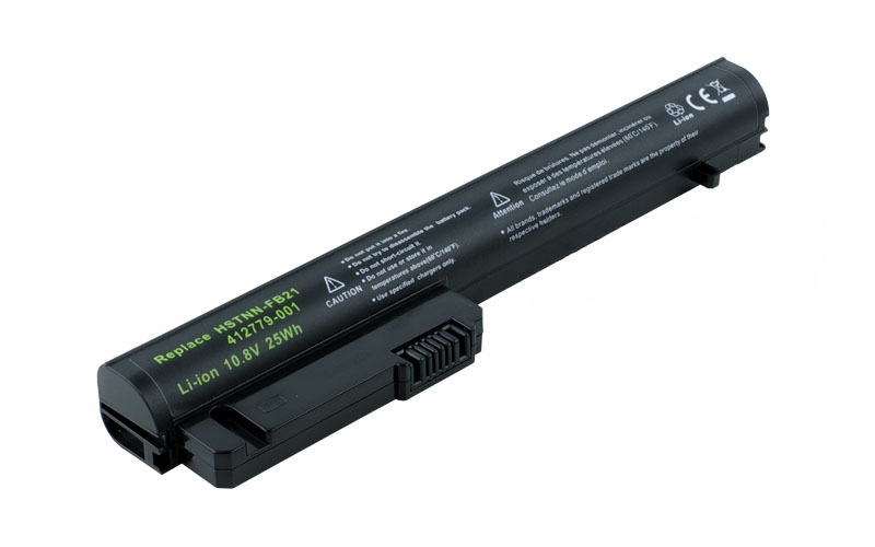 10.8V 2200mAh/24Wh 3-Cell Battery for HP EliteBook 2530p 2540p HP Compaq 2400 2510p 2530p NC2400 NC2410 (P/N: HSTNN-FB21 RW556AA HSTNN-DB22 441675-001 EH767AA EH768AA) – Front view top 45° angle