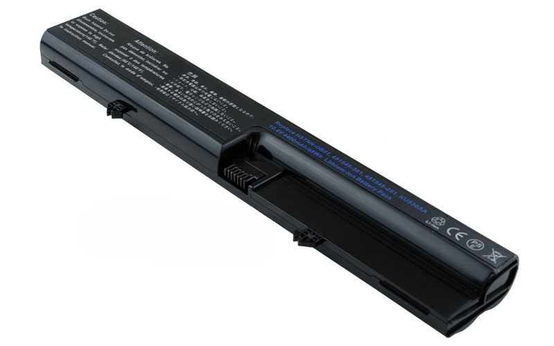 10.8V 4400mAh/48Wh 6-Cell Battery for HP Compaq 6520s 6530s HP 540 541 Compaq 510 516 (P/N: HSTNN-DB51 HSTNN-OB51 KU530AA 451545-261 456623-001) – Front view top 45° angle