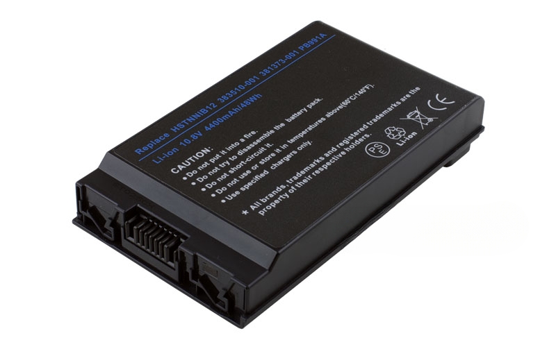 10.8V 4400mAh/48Wh 6-Cell Battery for HP Compaq NC4200 NC4400 TC4200 TC4400 (P/N: HSTNN-IB12 HSTNN-UB12 PB991A 381373-001 383510-001 419111-001) – Front view top 45° angle