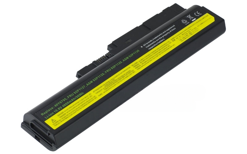 10.8V 4400mAh/48Wh 6-Cell Battery for IBM ThinkPad Z60m Z61e Z61m Z61p (P/N: FRU 92P1127 ASM 92P1128 FRU 42T4502 40Y6795 FRU 92P1129 ASM 92P1130) – Front view top 45° angle