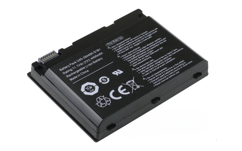 10.8V 4400mAh/48Wh 6-Cell Battery for Mecer U50si1 (P/N: U40-3S4400-G1L3 U40-3S4000-G1B1 U40-3S4000-S1L2 U40-4S2200-G1L3) – Front view top 45° angle