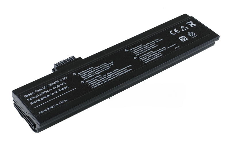 10.8V 4400mAh/48Wh 6-Cell Battery for Mecer Xpression L51II L51II5 (P/N: L51-3S4400-G1B1 L51-3S4400-C1S5 L51-3S4000-C1L3 L51-3S4000-S1P3) – Front view top 45° angle