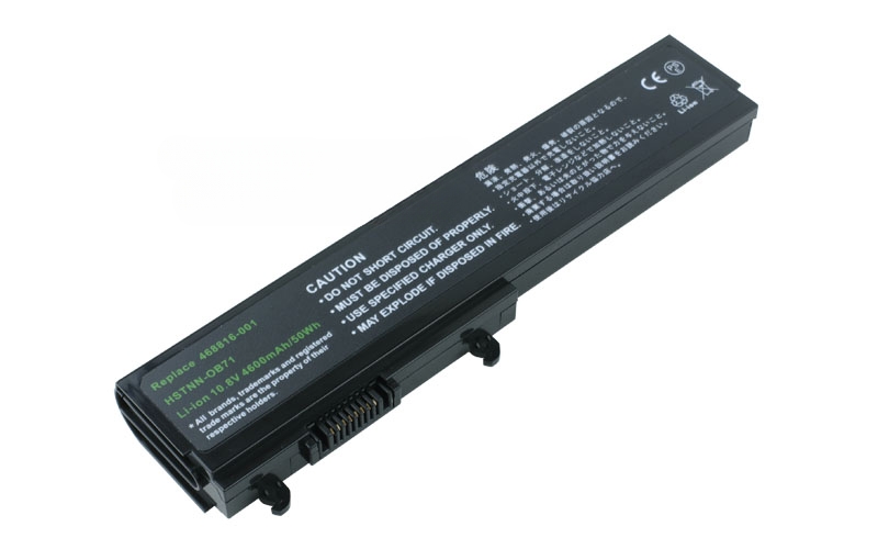 10.8V 48Wh 6-Cell Battery for HP Pavilion DV3000 DV3100 DV3500 DV3600 (P/N: HSTNN-CB71 HSTNN-OB71 HSTNN-XB70 463305-341 468816-001) – Front view top 45° angle