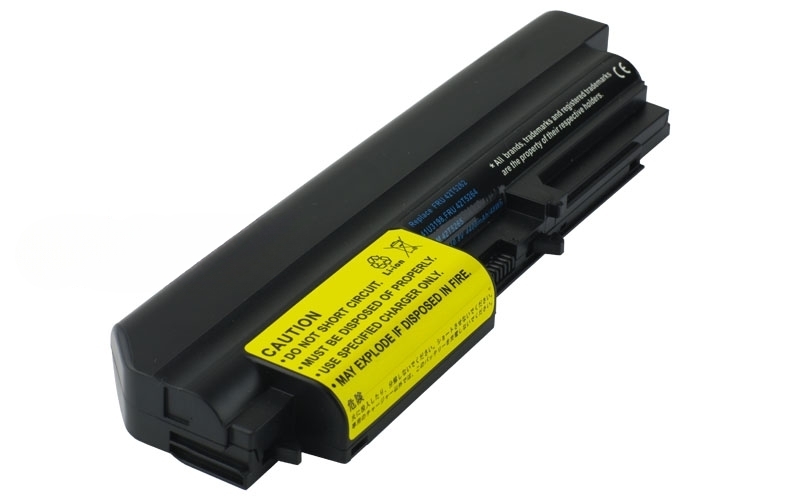 10.8V 48Wh 6-Cell Battery for Lenovo ThinkPad R400 R61 R61i T400 T61 T61p (P/N: FRU 42T4548 FRU 42T5262 FRU 42T5264 ASM 42T5262 41U3198 42T4547) – Front view top 45° angle