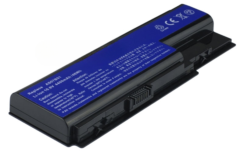 10.8V 5200mAh/56Wh 6-Cell Battery for Acer Aspire 5220 5720 5940G 6920 7730G Acer Extensa 7230 7630 (P/N: AS07B31 AS07B41 AS07B51 AS07B71) – Front view top 45° angle