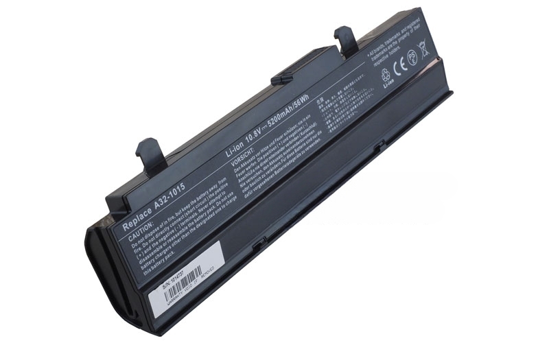 10.8V 56Wh 6-Cell Battery for ASUS eee PC 1011P 1015 1016 1215N R011P R051CX VX5 Lamborghini eee PC VX65 (P/N: A31-1015 A32-1015) – Front view top 45° angle