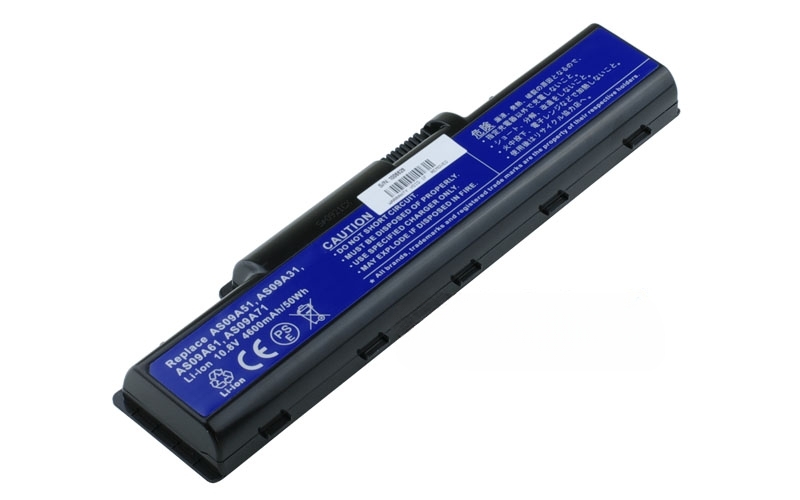 10.8V 56Wh 6-Cell Battery for Gateway NV52 NV53 NV54 NV56 NV58 NV78 NV5215U NV5387U NV5614U NV5820U NV7802U Acer Aspire 4732 4732Z (P/N:AS09A31 AS09A51 AS09A61 AS09A71) – Front view top 45° angle