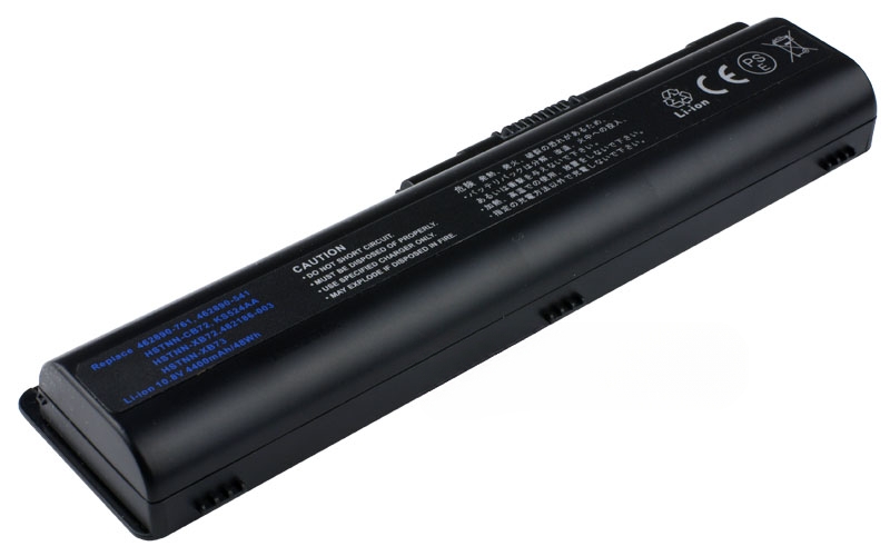10.8V 56Wh 6-Cell Battery for HP G50 G60 G61 G70 G71 HP Pavilion DV4 DV5 DV6 Compaq Presario CQ40 CQ45 CQ50 CQ60 CQ61 CQ70 CQ71 (P/N: HSTNN-DB72 HSTNN-DB73 HSTNN-IB72 HSTNN-UB72 HSTNN-XB73) – Front view top 45° angle