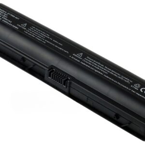 10.8V 56Wh 6-Cell Battery for HP Pavilion DV2000 DV2100 DV6000 DV6500 DV6700 DV6800 Compaq Presario V3000 V3500 V6000 V6700 (P/N: 411462-141 EV088AA HSTNN-C17C HSTNN-IB32 HSTNN-LB42) – Front view top 45° angle