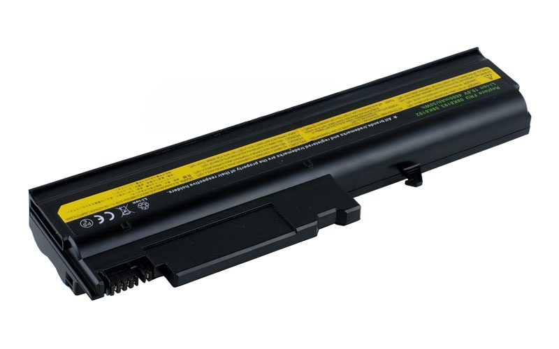 10.8V 56Wh 6-Cell Battery for IBM ThinkPad R50 R50e R51 R51e R52 T40 T40p T41p T42p T43 (P/N: FRU 08K8193 92P1074 ASM 08K8192 92P1010 92P1087 92P1088) – Front view top 45° angle