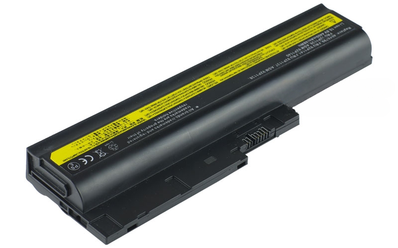10.8V 56Wh 6-Cell Battery for IBM ThinkPad R60 R61 R61i T60 T60p T61 T61p Lenovo ThinkPad R61 R61i T61 T61p R500 T500 W500 (P/N: FRU 92P1139 ASM 92P1140 FRU 42T4504 FRU 42T4513 40Y6799) – Front view top 45° angle