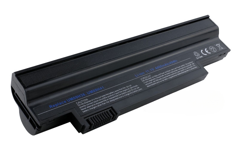 10.8V 56Wh 6-Cell Batteyr for Acer Aspire One 532h (P/N: UM09H36 UM09H41 UM09G31) – Front view top 45° angle