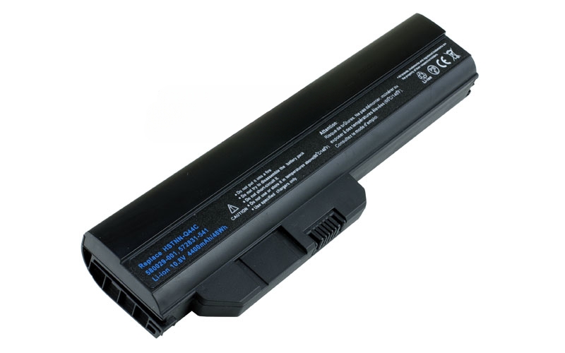 10.8V 58Wh 6-Cell Battery for HP MIni 311 311-1000 HP Pavilion DM1-1000 DM1-2000 Compaq Mini 311c (P/N: HSTNN-IB0N HSTNN-Q44C VP502AA 572831-121 572831-541 580029-001 586029-001) – Front view top 45° angle