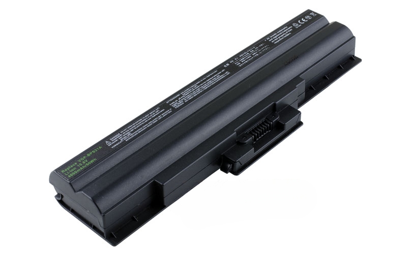 10.8V 58Wh 6-Cell Battery for Sony VAIO VGN-CS26 VGN-CS27 VGN-CS39 VGN-FW21E VGN-FW37J VGN-SR290 VGN-SR39 (P/N: VGP-BPS13A VGP-BPS13B VGP-BPS21A VGP-BPS21B) – Front view top 45° angle