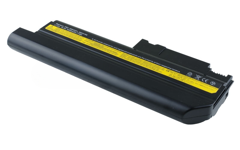 10.8V 6600mAh/71Wh 9-Cell Battery for IBM ThinkPad R50 R50e R51 R51e R52 T40 T40p T41p T42p T43 (P/N: FRU 08K8193 FRU 08K8198 FRU 92P1077 ASM 08K8192 92P1010 92P1087 92P1088) – Front view top 45° angle