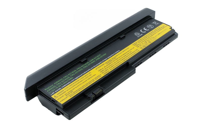 10.8V 6600mAh/71Wh 9-Cell Battery for Lenovo ThinkPad X200 X200s X201 X201i X201s (P/N: FRU 42T4536 ASM 42T4537 FRU 42T4542 FRU 42T4540 FRU 42T4649) – Front view top 45° angle