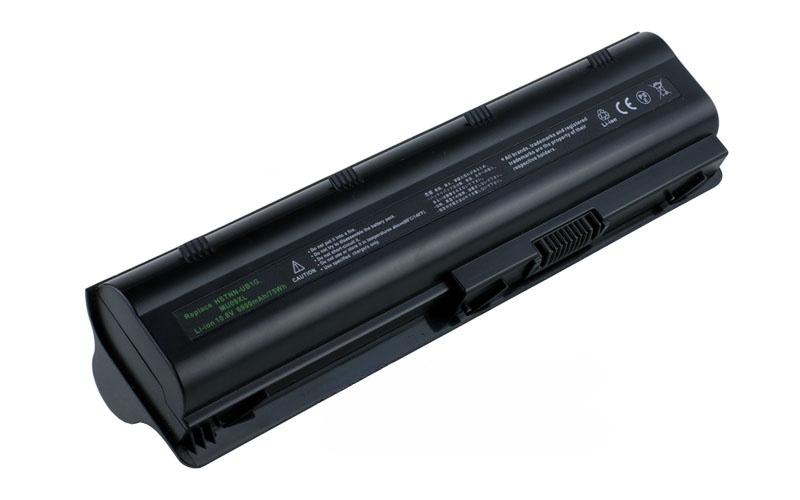10.8V 95Wh 12-Cell Battery for HP G42 G56 G62 G72 HP Pavilion DM4 DV3-4000 DV4-4000 DV6-3000 DV7-4000 G4-1000 G6-1000 G6-1200 G7-1000 Compaq Presario CQ42 CQ43 CQ56 CQ62 (P/N: HSTNN-Q48C HSTNN-Q49C HSTNN-Q64C MU09 HSTNN-UB0W WD548AA) – Front view top 45° angle