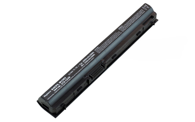 11.1V 29Wh 3-Cell Battery for Dell Latitude E6220 E6230 E6320 E6330 E6430S (P/N: 312-1239 451-11702 0F7W7V NGXCJ 7FF1K) – Front view top 45° angle