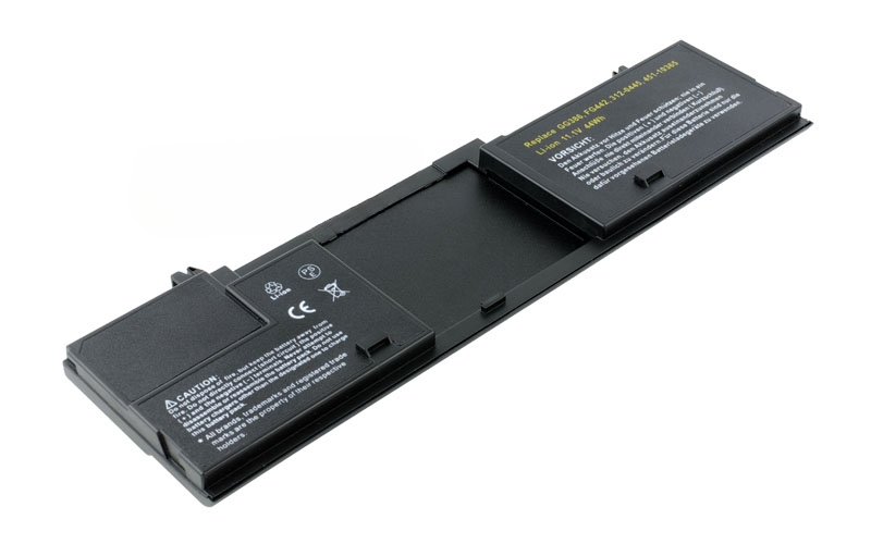 11.1V 3600mAh/40Wh Li-Polymer Battery for Dell Latitude D420 D430 (P/N: FG442 JG768 GG386 KG126 451-10365 312-0445) – Front view top 45° angle