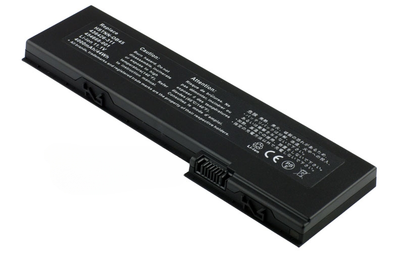 11.1V 3600mAh/40Wh Li-Polymer Battery for HP EliteBook 2730p 2740p 2740w 2760p HP Compaq 2710p (P/N: HSTNN-CB45 HSTNN-OB45 HSTNN-XB45 436426-311 443156-001 AH547AA) – Front view top 45° angle