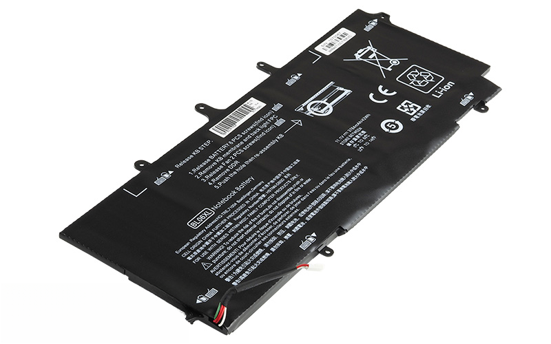 11.1V 38Wh 3-Cell Li-Poly Battery for HP EliteBook Folio 1040 G2 G1 G0 (P/N: BL06XL BL06042XL 722236-2C1 722297-005) – Front view top 45° angle