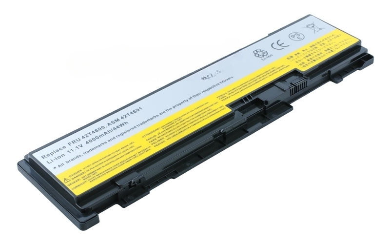 11.1V 4000mAh/44Wh Prismatic Li-ion Battery for Lenovo ThinkPad T400s T410s T410si (P/N: FRU 42T4688 FRU 42T4690 ASM 42T4691 51J0497 42T4689 42T4832) – Front view top 45° angle