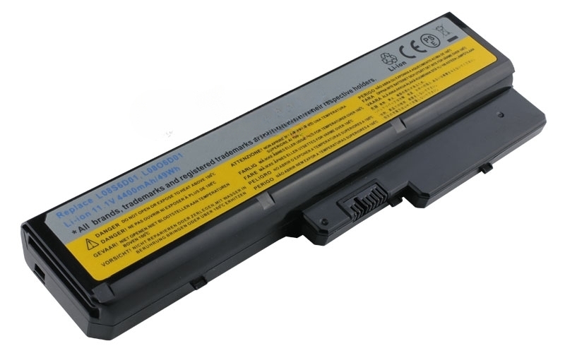 11.1V 4400mAh/49Wh 6-Cell Battery for Lenovo IdeaPad Y430 Y430a V430 V450 (P/N: L08S6D01 L08O6D01 45K2221) – Front view top 45° angle