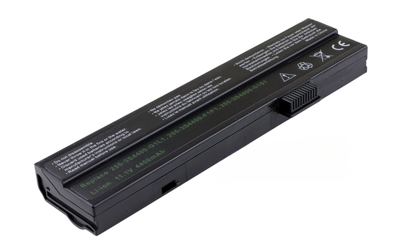 11.1V 4400mAh/49Wh 6-Cell Battery for Mecer N245II N255II N259II (P/N: 255-3S4400-F1P1 255-3S4400-G1L1 255-3S4400-G1P1) – Front view top 45° angle