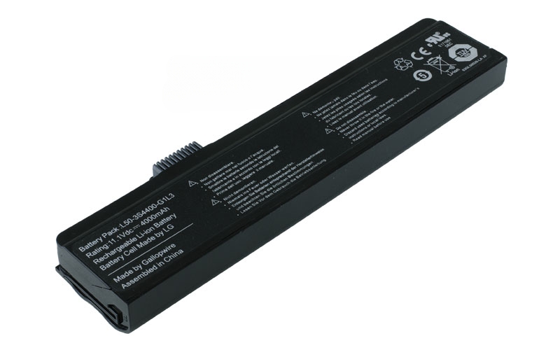 11.1V 44Wh 6-Cell Battery for Fujitsu Siemens Amilo Li1818 Li1820 Pi1505 Pi2512 Pi2515 Pa1510 Pa2510 Battery (P/N: L50-3S4400-G1P3 L50-3S4400-G1L3 L50-3S4000-C1S2) – Front view top 45° angle