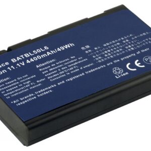 11.1V 49Wh 6-Cell Battery for Acer Aspire 3690 5515 5610 9810 Acer TravelMate 2450 2492 4200 5210 5510 (P/N: BATBL50L4 BATBL50L6) – Front view top 45° angle
