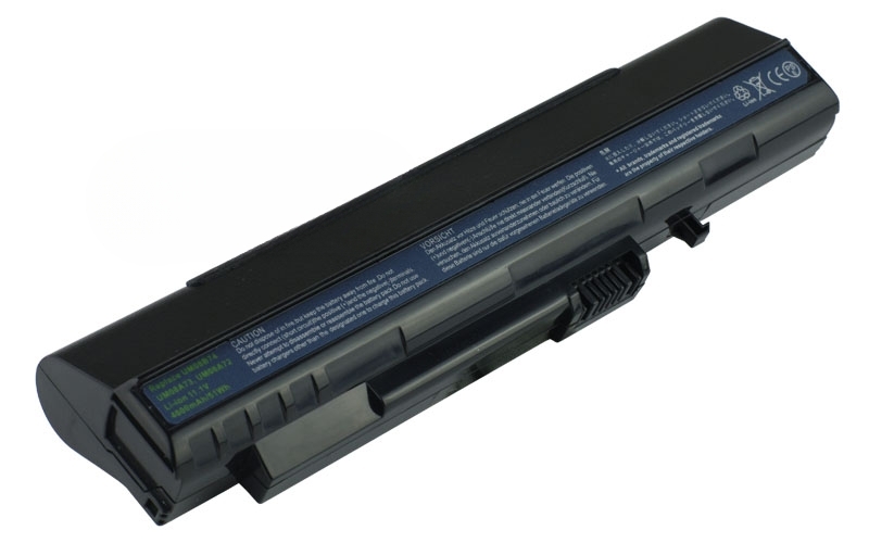 11.1V 49Wh 6-Cell Battery for Acer Aspire One A110 A150 D150 D250 (P/N: UM08A31 UM08A71 UM08A72 UM08A73 UM08A74 UM08B71) – Front view top 45° angle