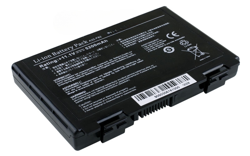 11.1V 49Wh 6-Cell Battery for ASUS K50 K51 K40 K60 K61 F82 F83 K70 X65 X70 (P/N: A32-F82 L0690L6 L0A2016 A32-F52) – Front view top 45° angle