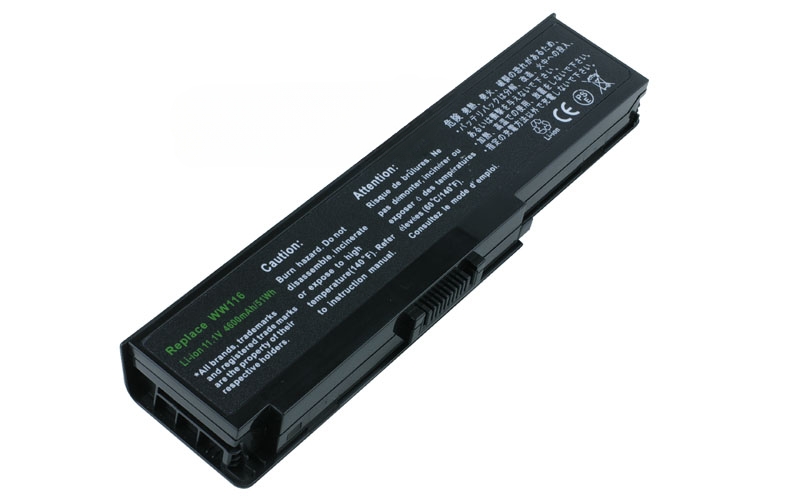 11.1V 49Wh 6-Cell Battery for Dell Inspiron 1420 Dell Vostro 1400 (P/N: 312-0543 312-0584 451-10516 FT080 FT092 KX117 NR433 WW116) – Front view top 45° angle