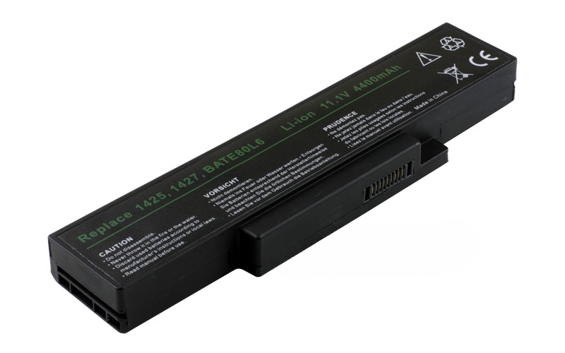 11.1V 49Wh 6-Cell Battery for Mecer Xpression EL81 Dell Inspiron 1425 1427 (P/N: BATEL80L6) – Front view top 45° angle