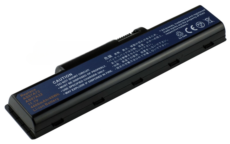 11.1V 5200mAh/58Wh 6-Cell Battery for Acer Aspire 4220 4315 4320 4520G 4920 4930 5735Z 5740G eMachines D525 E727 (P/N: AS07A32 AS07A52 AS07A72 AS09A71) – Front view top 45° angle