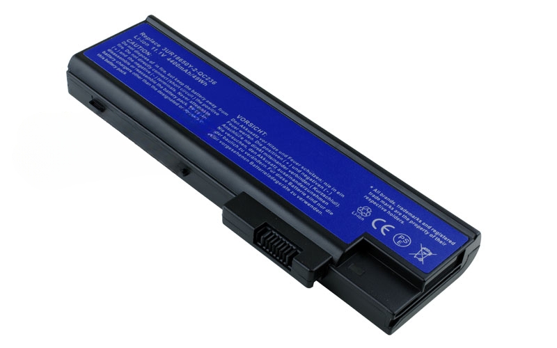 11.1V 5200mAh/58Wh 6-Cell Battery for Acer Aspire 5600 7000 9200 Acer TravelMate 4220 5600 5620 (P/N: 3UR18650Y-2-QC236) – Front view top 45° angle
