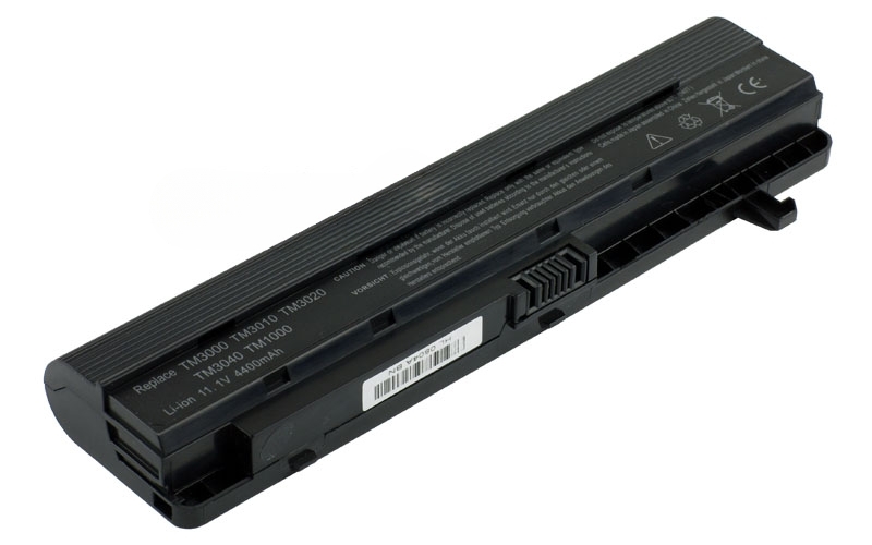 11.1V 5200mAh/58Wh 6-Cell Battery for Acer Ferrari 1000 1003 1005 Acer TravelMate 3000 3010 3030 3040 (P/N: 3UR18650-2-QC175 3UR18650-2-QC259 BT.00303.005 CGR-B/350CW) – Front view top 45° angle