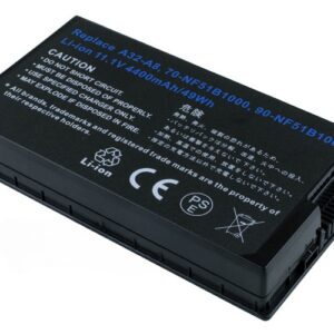 11.1V 5200mAh/58Wh 6-Cell Battery for ASUS A8 A8000 F50 F80 N80 X80 Z99 (P/N: A32-A8 A32-F80 A32-F80A 70-NF51B1000Y 90-NF51B1000) – Front view top 45° angle