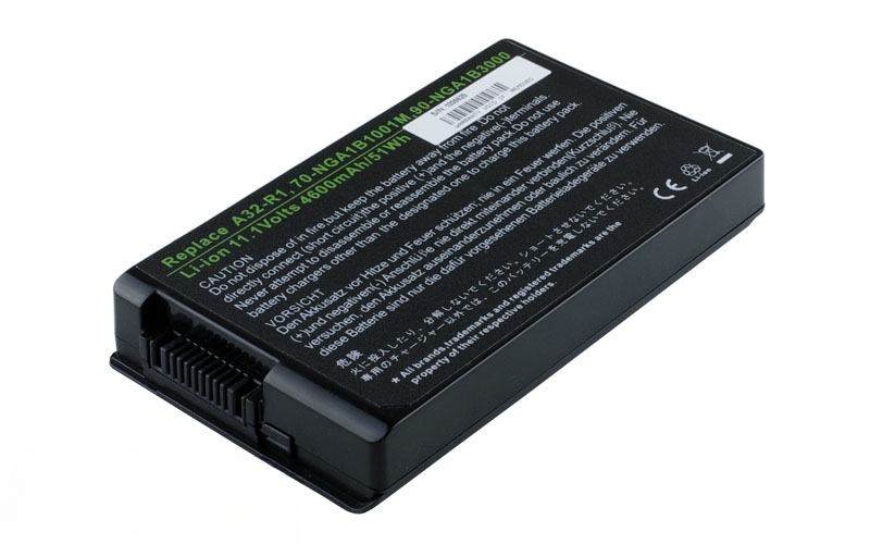 11.1V 5200mAh/58Wh 6-Cell Battery for ASUS R1E R1F R1 Tablet PC (P/N: A32-R1 70-NGA1B1001M 90-NGA1B3000) – Front view top 45° angle