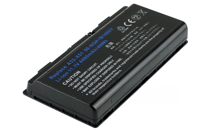 11.1V 5200mAh/58Wh 6-Cell Battery for ASUS T12 T12C T12Fg X51C X51L X51R X58 X58C (P/N: A32-T12 A32-X51 90-NQK1B1000Y) – Front view top 45° angle