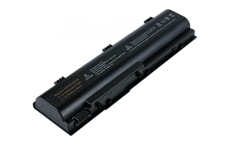 11.1V 5200mAh/58Wh 6-Cell Battery for Dell Inspiron 1300 B120 B130 Dell Latitude 120L (P/N: 312-0366 312-0416 451-10289 KD186 TD611 TT720 UD532 WD414 XD187 YD120) – Front view top 45° angle