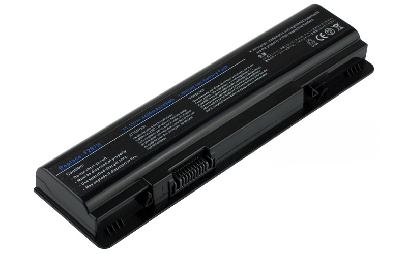 11.1V 5200mAh/58Wh 6-Cell Battery for Dell Inspiron 1410 Dell Vostro 1014 1015 A840 A860 (P/N:312-0818 451-10673 F286H F287F F287H R988H) – Front view top 45° angle